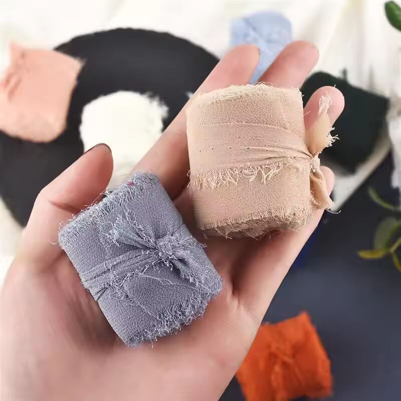 5yard Gauze Chiffon Ribbon Silk-Like Ribbons Wedding Invitation Bouquet Fabric Ribbons Christmas Decoration Gift Wrapping