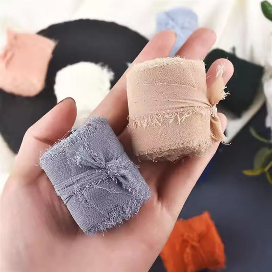5yard Gauze Chiffon Ribbon Silk-Like Ribbons Wedding Invitation Bouquet Fabric Ribbons Christmas Decoration Gift Wrapping