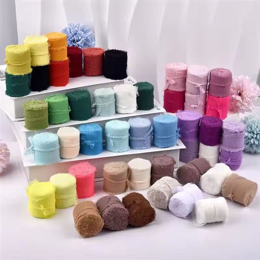5yard Gauze Chiffon Ribbon Silk-Like Ribbons Wedding Invitation Bouquet Fabric Ribbons Christmas Decoration Gift Wrapping