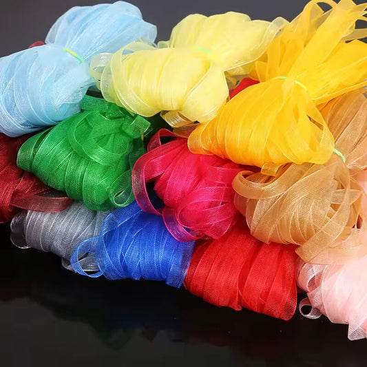 6mm (10 Meters/lot) Organza Chiffon Ribbon for Sewing Wedding Party Handmade Decoration Webbing DIY Christmas Gift Packing tape