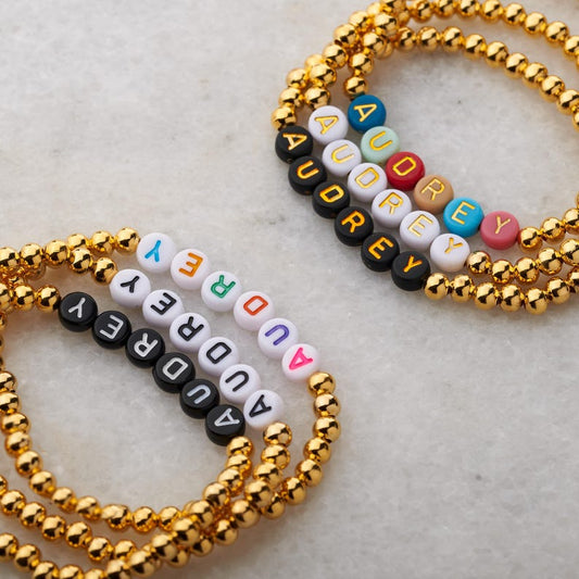 14k Gold Filled or Silver Bead Custom Name Bracelet
